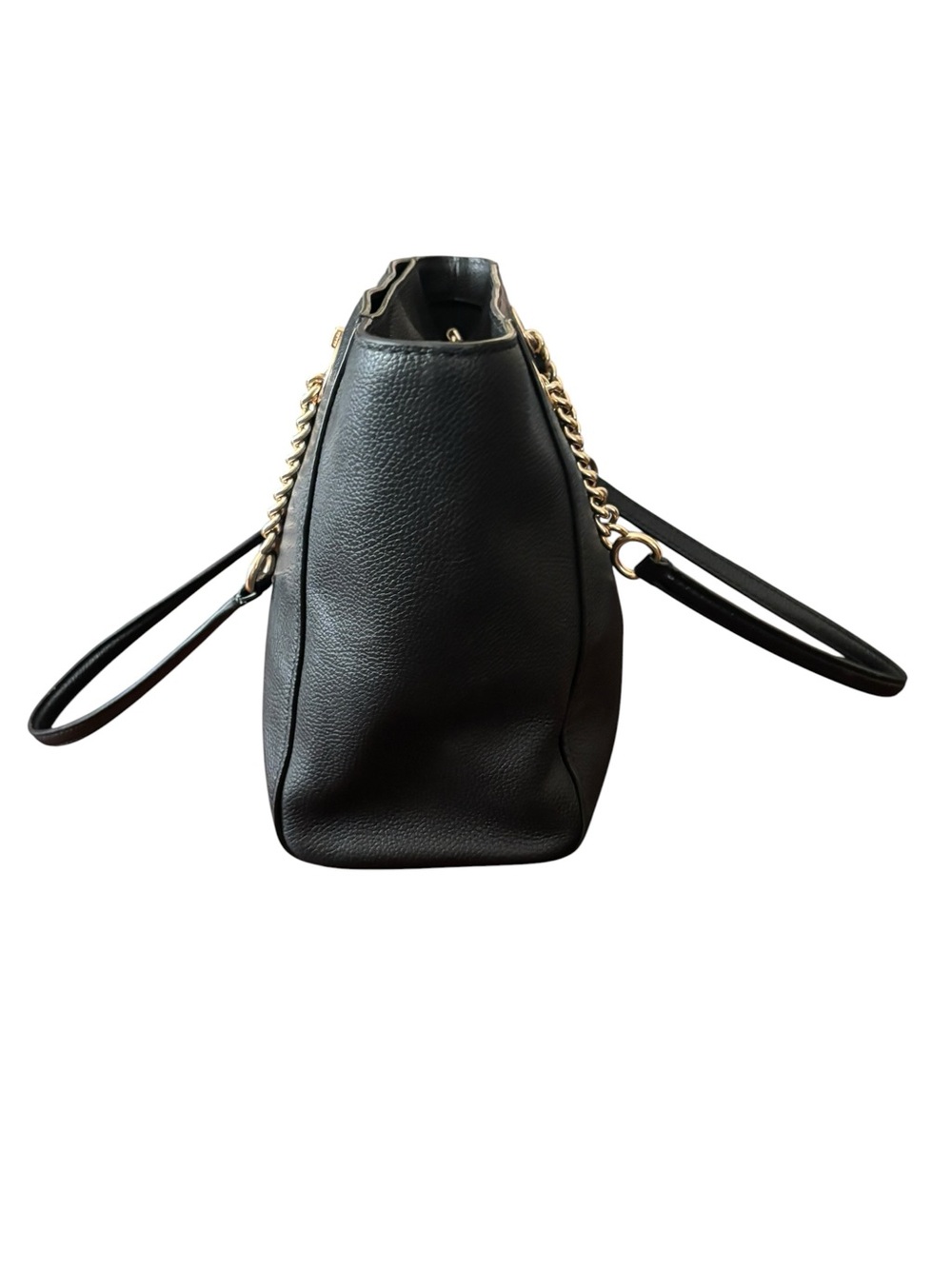 Coach Turnlock Chain Tote 27 Black Pebbled Leather Gold Chain Style 57107 - Picture 6 of 16